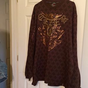 Brown 3XL CEZER long sleeve designer shirt.